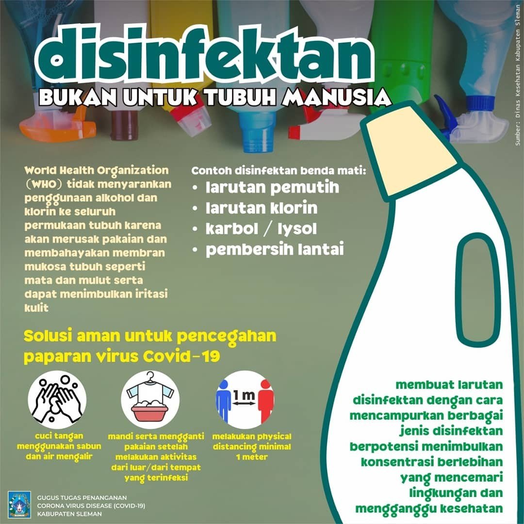 Disinfektan Bukan Untuk Tubuh Manusia