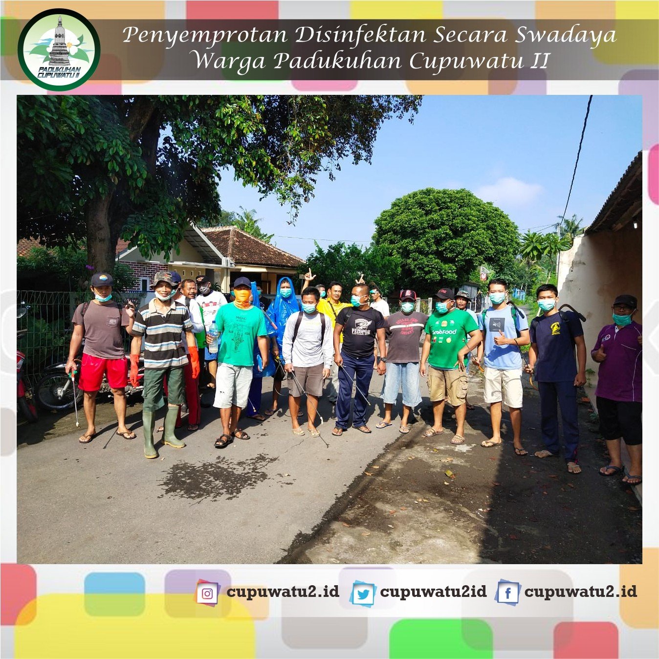 Penyemprotan Disinfektan Secara Swadaya Warga Padukuhan Cupuwatu II
